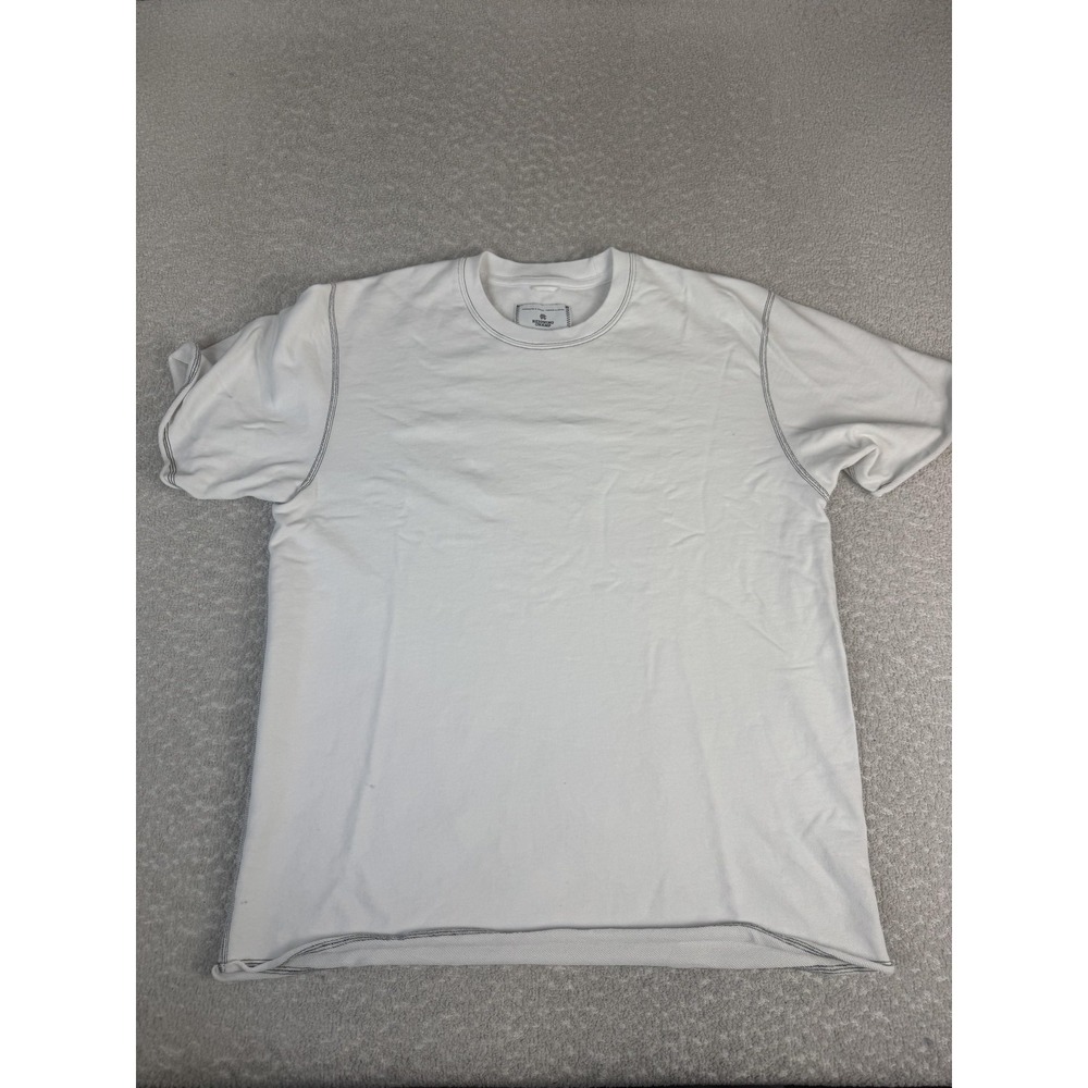 Reigning Champ Shirt Mens Large White Crewneck Logo Tee Made Canada Cotton